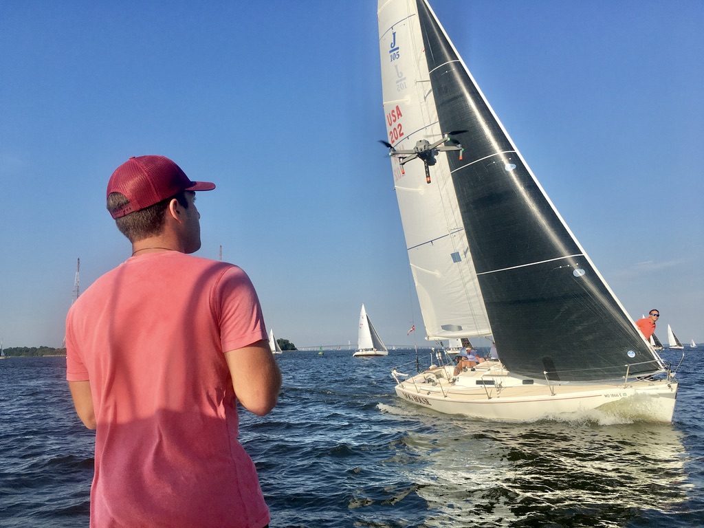 Aerial view of marina