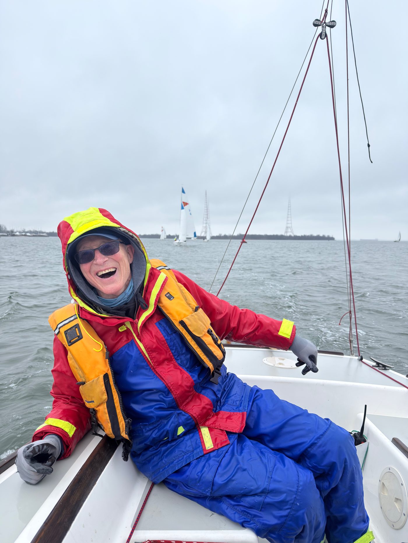 Jeff, J/22 owner, frostbite racing on the Chesapeake