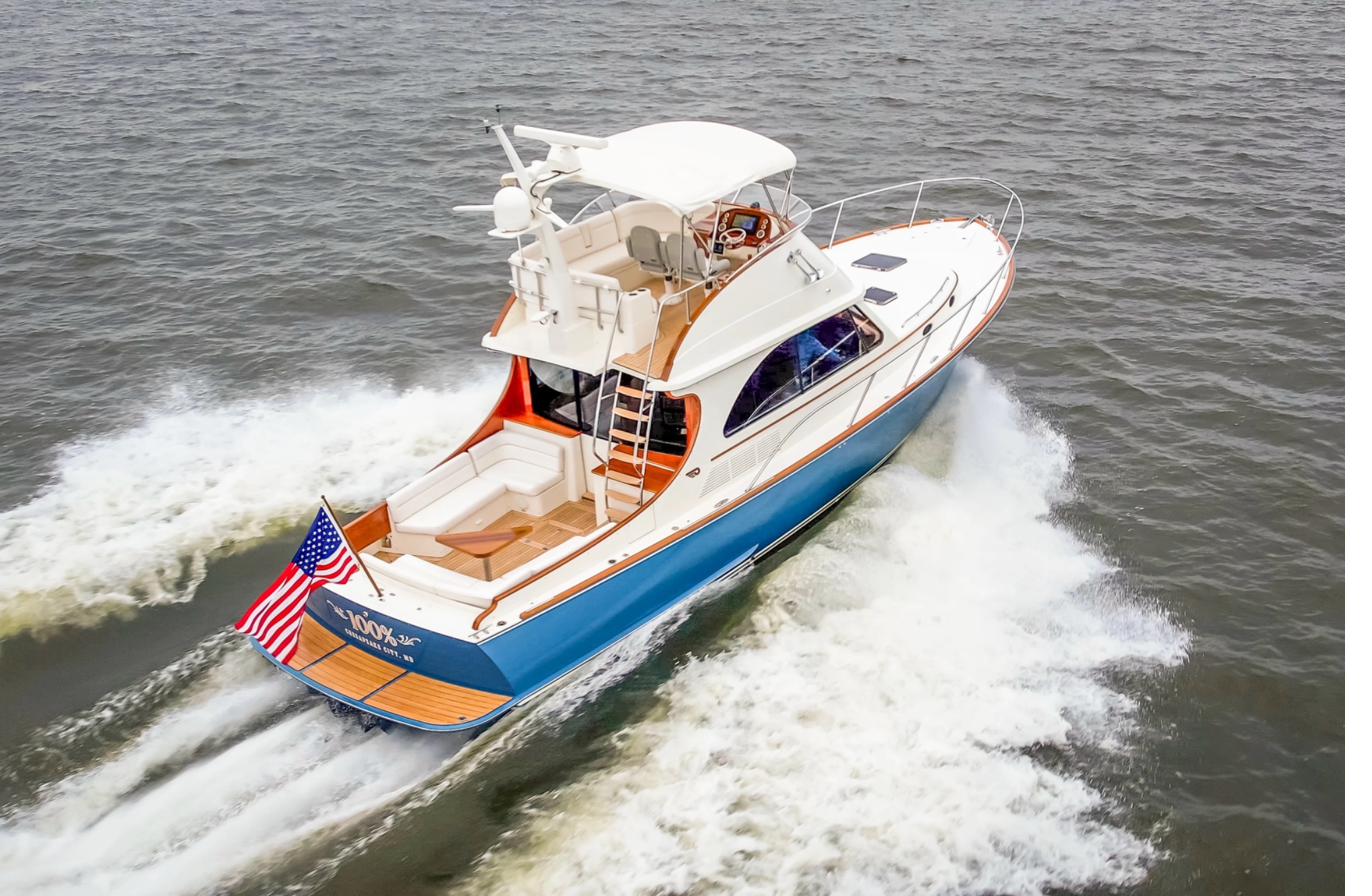 Motor yacht cruising Annapolis Harbor
