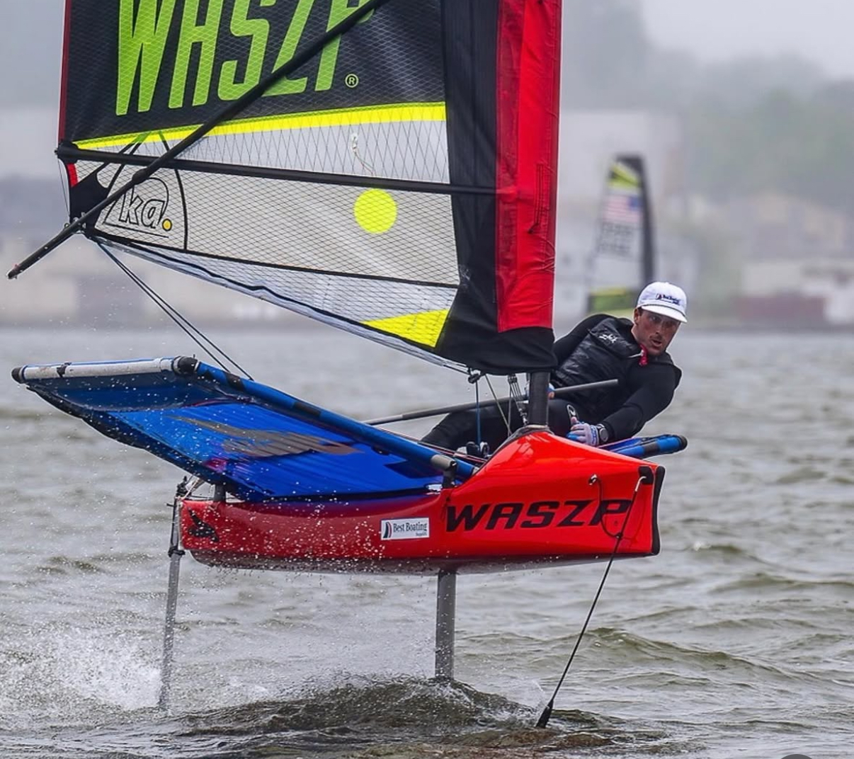 Red Rocket — Captain Shane Kilberg's WASZP — fully foiling in Annapolis